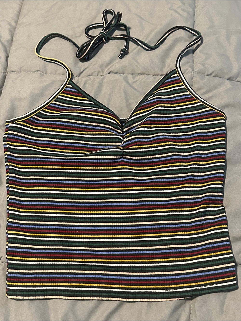 Full Tilt Multicolor Striped Ribbed Halter Tank